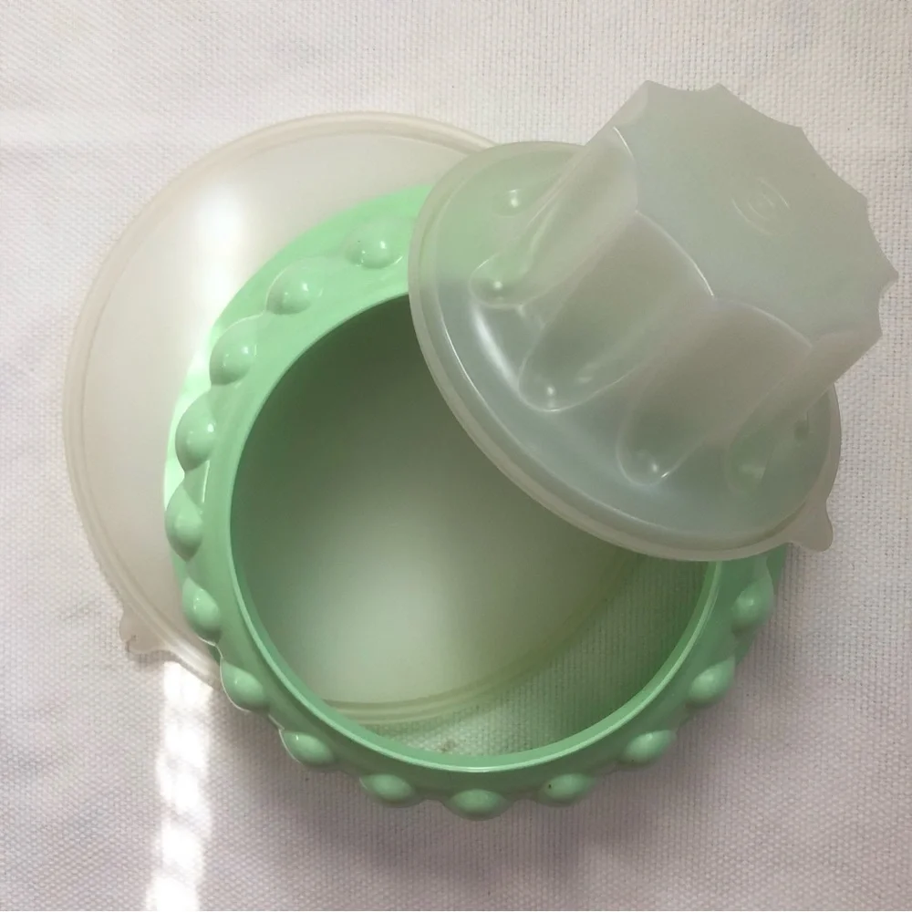 Vintage Tupperware 3 piece mint green Jello Mold Ice Ring Jell-Ring